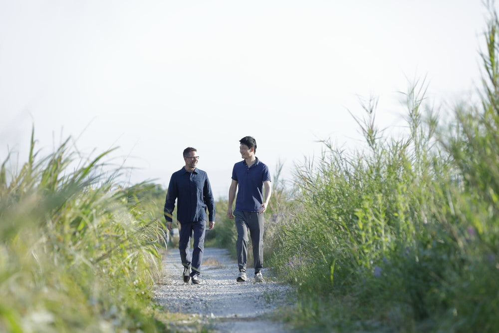 Rishi founder Joshua Kaiser walks alongside eight-generation tea maker Hisaki Horii