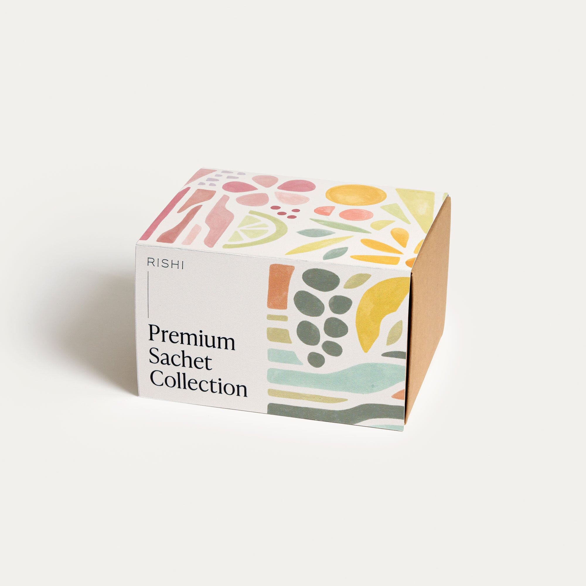 A box containing the Premium Sachet Collection by Rishi Tea & Botanicals, offering a delightful variety of flavors for the ultimate tea tasting experience.