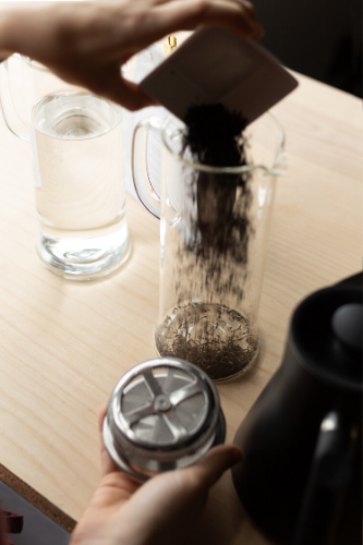 Adding loose-leaf tea into a Simple Brew Tea Pot