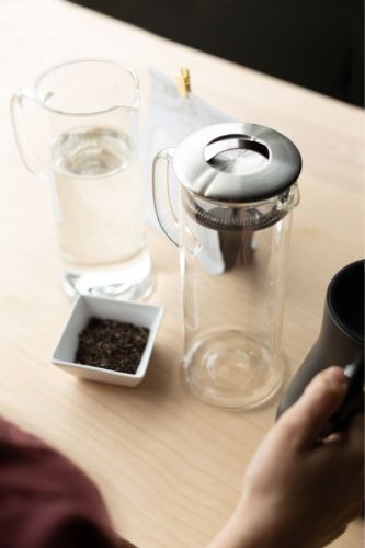 Gathering items to make cold brew tea